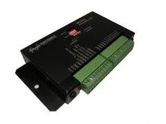 D&R FPC8TL-PIC tail light flasher module at an angle, showing the DIP switches and mounting flange
