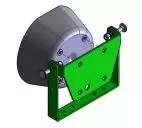 D&R 935-0079A universal speaker bracket, CAD render of the U-frame with a DRCS110 speaker bolted through it