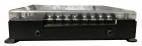 Front edge of the metal housing showing the full row of labelled output terminal screws below the cover
