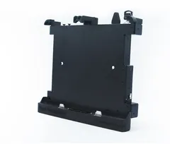 Front three-quarter from the right, tablet plate with adjustable clamps above the connector base