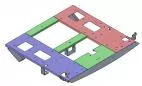 D&R 933-0130A subframe for the Ford Expedition, angled view showing cabinet cut-outs and mounting legs