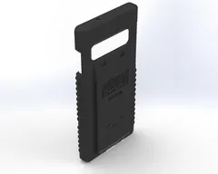 Empty S10 case angled from the rear, ribbed side grips and the camera bar opening left clear