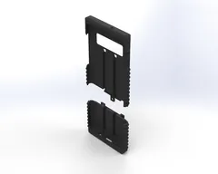 Exploded interior render of the two halves, showing the ribs that hold the handset in place