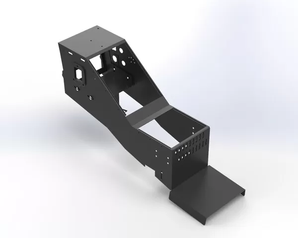 D&R 901-0166A police console for the Ford Interceptor Utility with inclined faceplate rail in midnight black