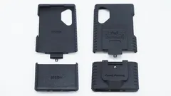Both Note10+ shells with their lower N10+ caps detached, back of the outer piece marked Patent Pending