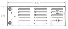 Top-view dimensioned drawing of the floorplate measuring 26.50 by 9.02 with six rows of slots