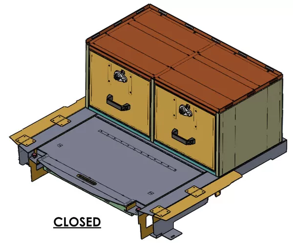 D&R 933-0138A subframe with tire access for the 2020 Utility Interceptor, cabinet drawers CLOSED