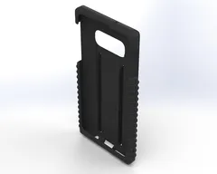 Angled look into the empty S10e shell, corner grips and slotted inner back wall in view