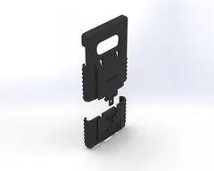 Two-piece S10e case separated, main shell above the slide-on bottom section, rear angle