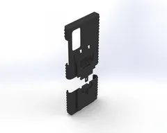 Two-piece S20Fe case separated, main shell floating above the slide-on bottom section, rear angle