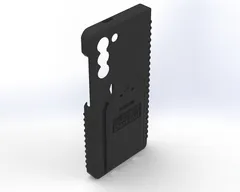 Angled rear view of the black S21 case showing the raised dock plate and ribbed side grips