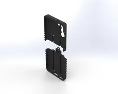 Case separated and seen from the inside, hollow phone cavity above the ribbed lower half