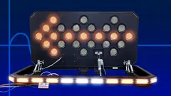 Left arrow illuminated on the raised board with the lightbar and hand controller lit below