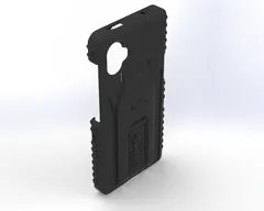Angled rear of the XC6 Pro case showing ribbed side grips and the raised dock plate