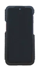 Front of the rugged rubber case on an XCover6 Pro, screen and top camera fully exposed