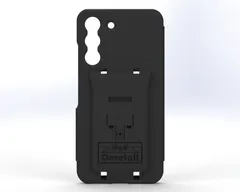D&R Dovetail phone case for the Galaxy S22, rear view with the embossed docking plate and grips
