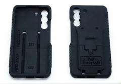 Both halves side by side: inside marked P820-0021A and P820-0022A, outside carries the logo
