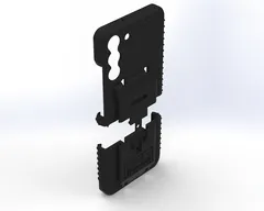 S22 case separated into its two halves, upper shell floating above the ribbed lower section