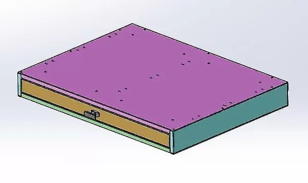 Low-profile map drawer cabinet with one wide shallow drawer under a flat drilled mounting top
