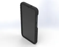 Front three-quarter of the case, screen opening with the side button cut-outs on the right edge