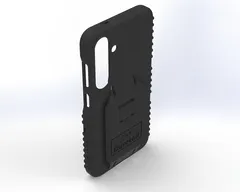 Empty S24 case from the rear at an angle, ribbed grips and open camera cut-out