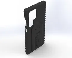 Empty S24 Ultra case at an angle from the rear, deep ribbed grips and open lens cut-out