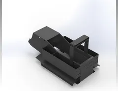 Rear angle of the console showing storage pockets on both sides and the open equipment bay